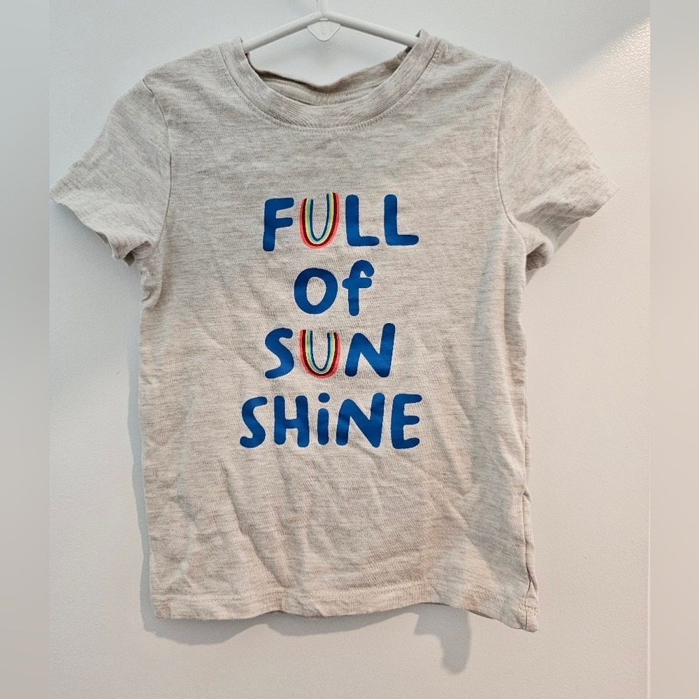 Kid's sz 2T Full Of Sunshine Rainbow Graphic Tee Heathered Oatmeal Cream Summer
